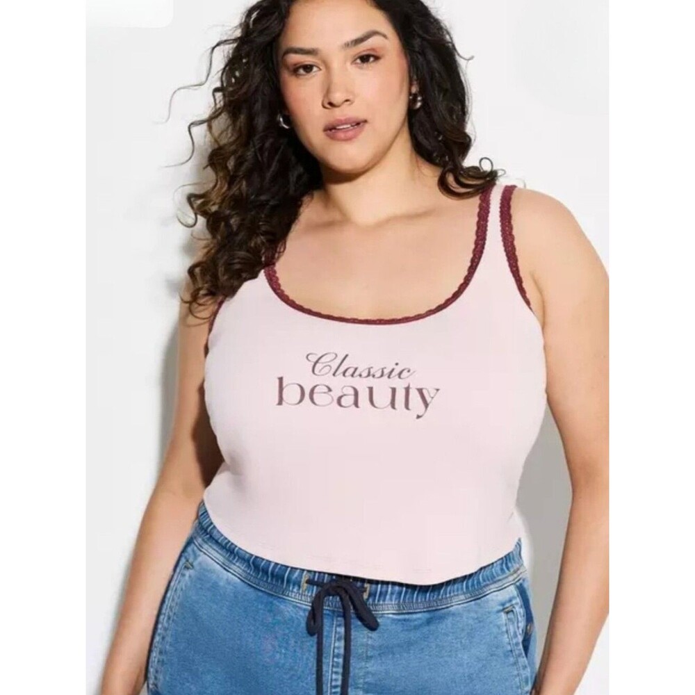 NWT Torrid 1 Lovesick "Classic Beauty" Cotton Lace Crop Tank 2432-